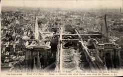 VINTAGE POSTCARD Ruins Of the Great War Rheims Panorama of the ruins towards the Militaria theater