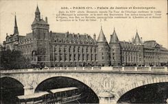 VINTAGE POSTCARD Paris Law courts and Caretaker s lodge Barge