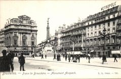 VINTAGE POSTCARD Brussels Places of Brouckere Monument Anspach