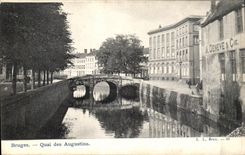 VINTAGE POSTCARD Bruges Quay of Augustins