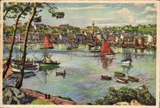 CPA Les Belles Aquarelles De France Audierne Le Port 