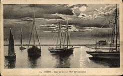 CPA Brest Clair de Lune au port De Commerce Bateaux