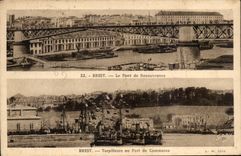 CPA Brest Torpilleurs au Port De Commerce Le pont de recouvrance