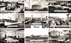 CPSM Brest Fregates Cuirasse Jean Bart Jeanne d arc Tour d Auvergne Plougastel Chateau