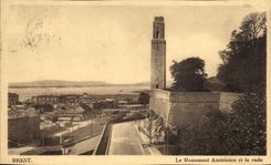 CPA Brest Le Monument American Et La Rade 