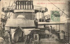 CPA Brest Tourelle Avant D un Croiseur Bateau