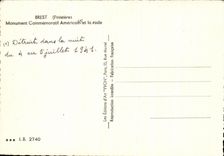 CPM Brest Monument Commemoratif Americian et La Rade 