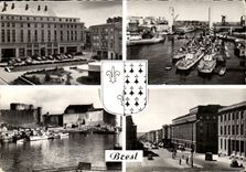 CPSM Brest place de la Tour d Auvergne Pont de Recouvrance Prefecture Maritime et chateua rue de Siam