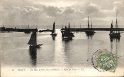 CPA Brest Vue Dans Le port Du Commerce Effet de nuit Bateaux 