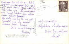 VINTAGE POSTCARD Bordeaux Course of the Gobineau House and Allees of Tourny