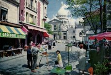 VINTAGE POSTCARD Paris Montmartre the Place of the Hillock Crowns Heart