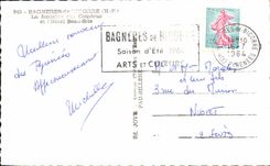 CPSM Bagneres de Bigorre the fountain of Coustous And L Hotel Beautiful Site