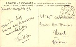 CPA Route thermale du col d Aubisque Le tunnel aux rochers de Bazen