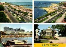 CPM Arcachon Pespective sur les plages Vue generale des plages et le boulevard Casino mauresque