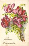 Flores del cumpleanos de Heurreux de la POSTAL de la VENDIMIA