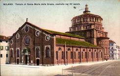 VINTAGE POSTCARD Milano Tempio Di Santa Maria Delle Grazie Costruito Nel Secolo
