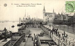 Lugares de Amberes Debarcadere de la POSTAL de la VENDIMIA y museo de Steen Vue de la  promenade 