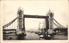 VINTAGE POSTCARD London Tower Open Bridge Boats