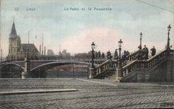 VINTAGE POSTCARD Liege La Poste and the Footbridge
