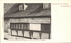 VINTAGE POSTCARD Canterbury Flower Of Lily Hotel Thirteen century window in courtyard off Hotel