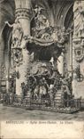Iglesia Sainte Gudulia de Bruselas de la POSTAL de la VENDIMIA el púlpito