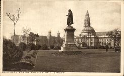 VINTAGE POSTCARD Cory rules and city Hall Cardiff