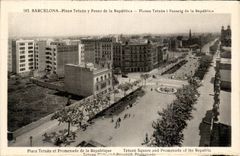 VINTAGE POSTCARD Barcelona Plaza Tetuan Paseo de Republica