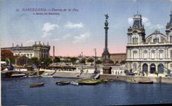 VINTAGE POSTCARD Barcelona Puerta of Paz