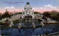 VINTAGE POSTCARD Barcelona Parque Cascaded