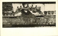 Eucaristica del cena de Roma Catacomb di S CallistoLa de la POSTAL de la VENDIMIA