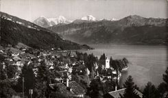 CPA Oberhofen am Thunersee Eiger Monch Und Jungfrau