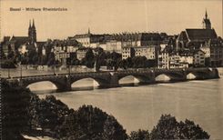 VINTAGE POSTCARD Basel Mittlere Rheinbruke