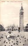 VINTAGE POSTCARD Venezia Piazza chiesa S Marco E Bell tower