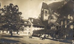 CPA Unterseen Kirche Voiture a chien 