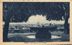 Chalet Medici de DA del panorama de Roma de la POSTAL de la VENDIMIA