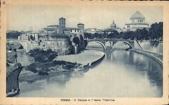 POSTAL Roma Tevere E L Tiberina aislado de la VENDIMIA
