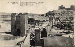 VINTAGE POSTCARD Toledo Puente de Alcantara there Castillo De San Servando