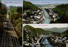 VINTAGE POSTCARD Bad Ems Malbergbahn Lahn abwarts Lahn Aufwarts