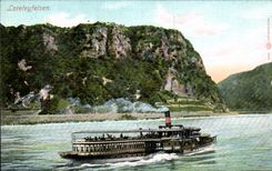 VINTAGE POSTCARD Loreleyfelsen Boat