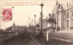 VINTAGE POSTCARD Perspective of the Gardens And the Large terrace World Fair of Brussels 1910