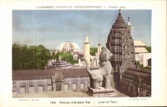 VINTAGE POSTCARD Paris Fair colonial international Paris 1931 Temple D Angkor Vat Lion and Tour