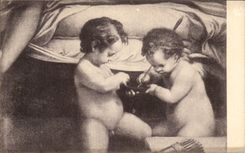 Della Danea del dettaglio de Amorini de la deuda de Borghese I del Galleria de Roma de la POSTAL de la VENDIMIA