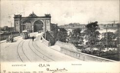 VINTAGE POSTCARD Mannheim Rheinbrucke