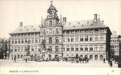 La POSTAL Amberes L ayuntamiento de la VENDIMIA transporta los barrenderos de calle