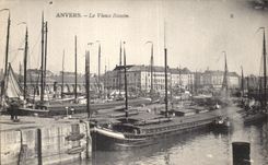 POSTAL Amberes de la VENDIMIA las lanchas a remolque viejas de los barcos del lavabo