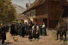 CPA Nach der Kirche Folklore Costume Suisse