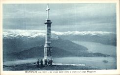 CPA Mottarone La Crococ Sulla Vetta e Vista Sul Lago Maggiore