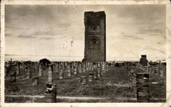 VINTAGE POSTCARD Reduction the Hassan Tower and Ruins of Old Morocco Mosque