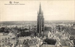 VINTAGE POSTCARD Bruges Eleven Lieve Vrouw Kerk in Panorama