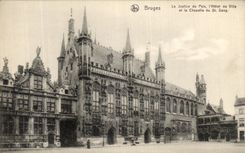 VINTAGE POSTCARD Bruges District court L Town hall And La Chapelle St Blood